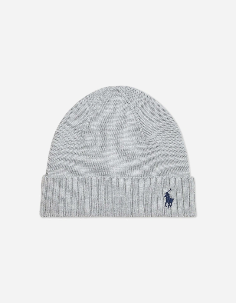 Boys Merino Wool Beanie Hat in Grey