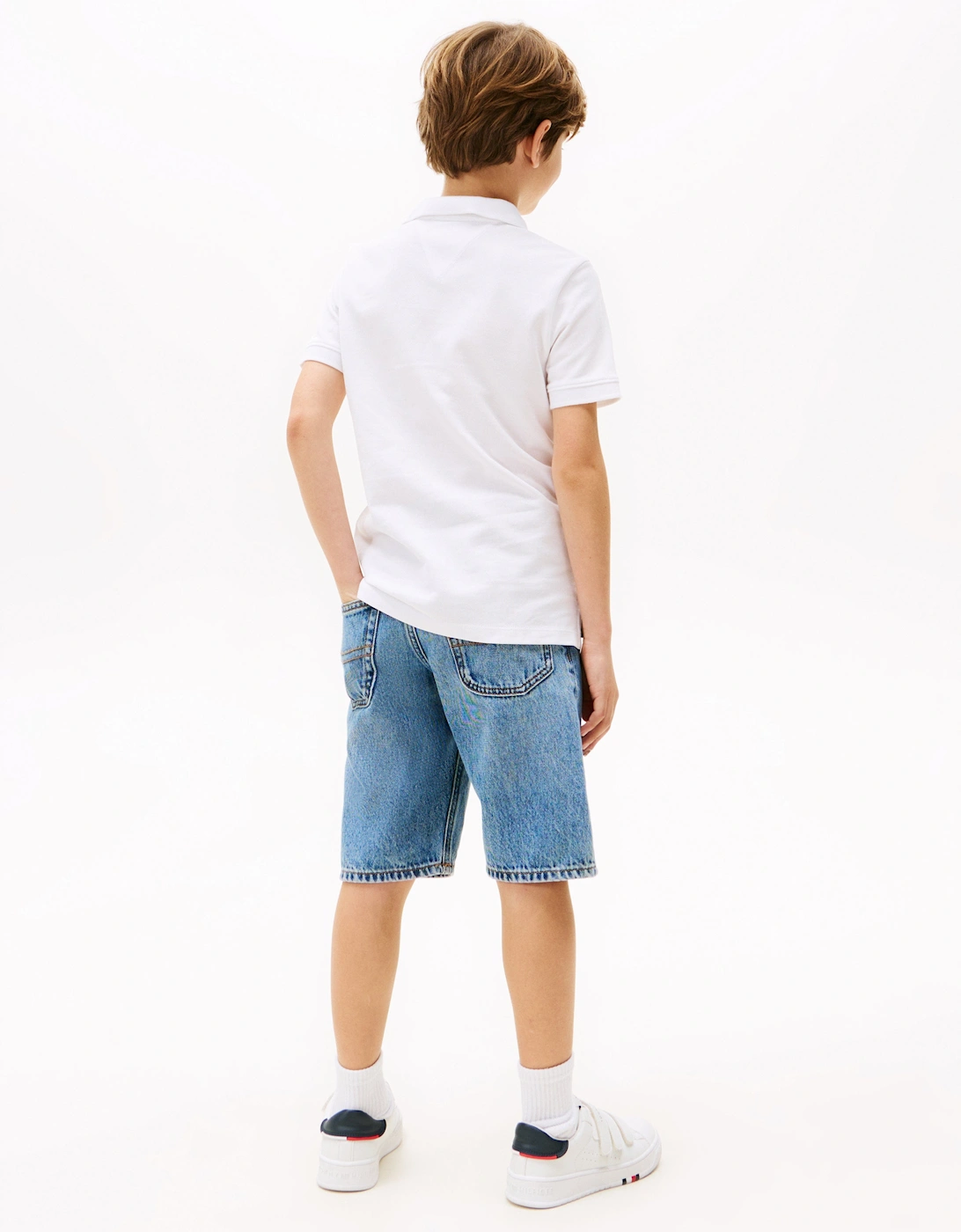 Boys Flag Colourblock Polo Shirt in White