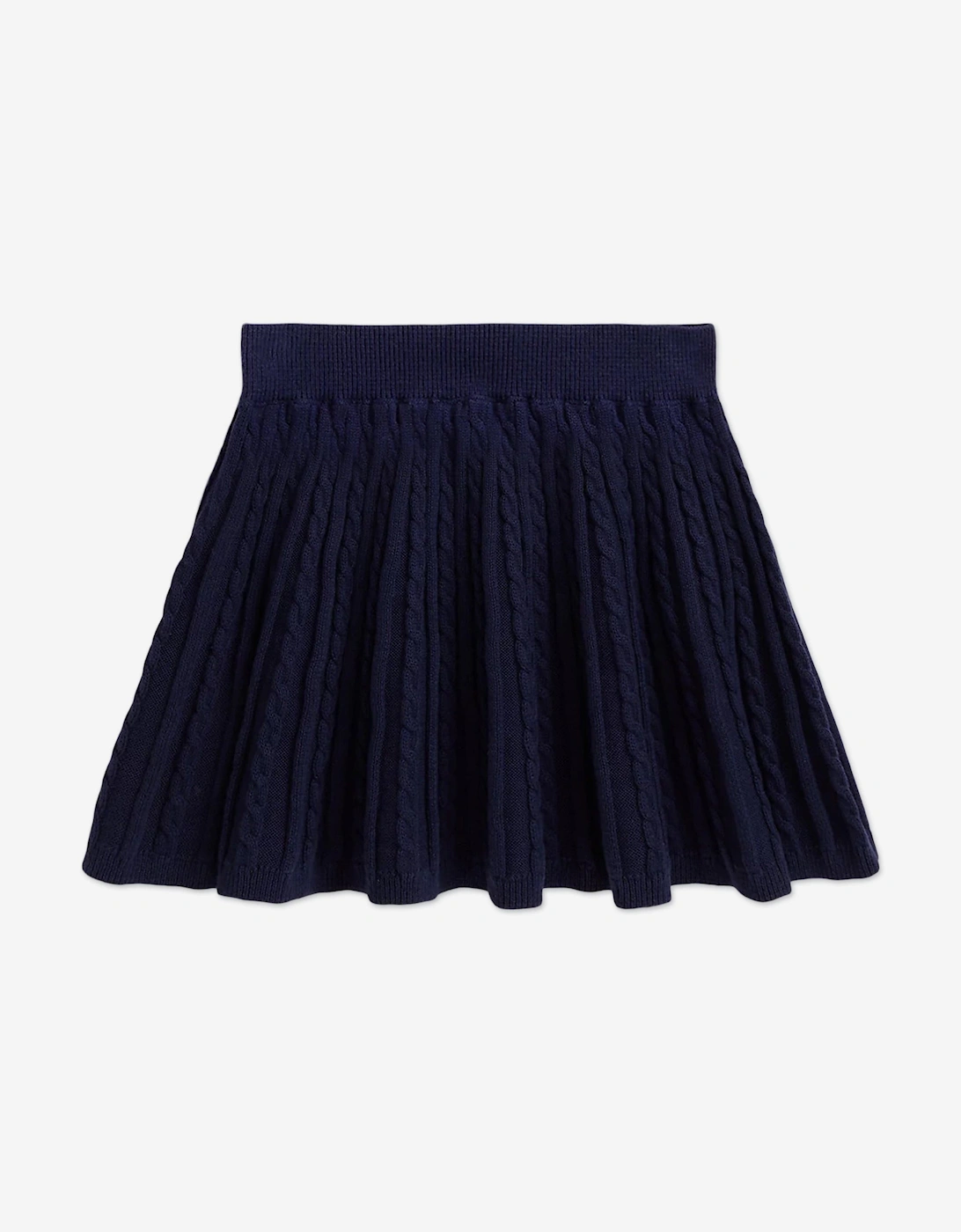 Girls Mini Cable Knit Skirt Set in Navy