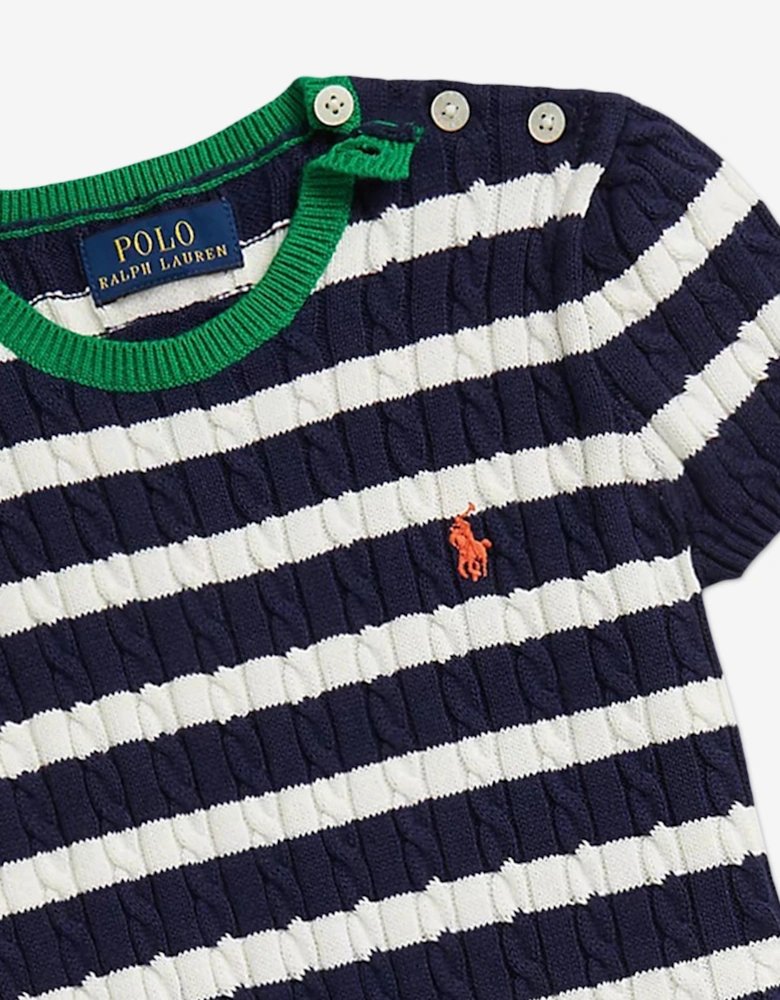 Girls Mini Cable Knit Skirt Set in Navy