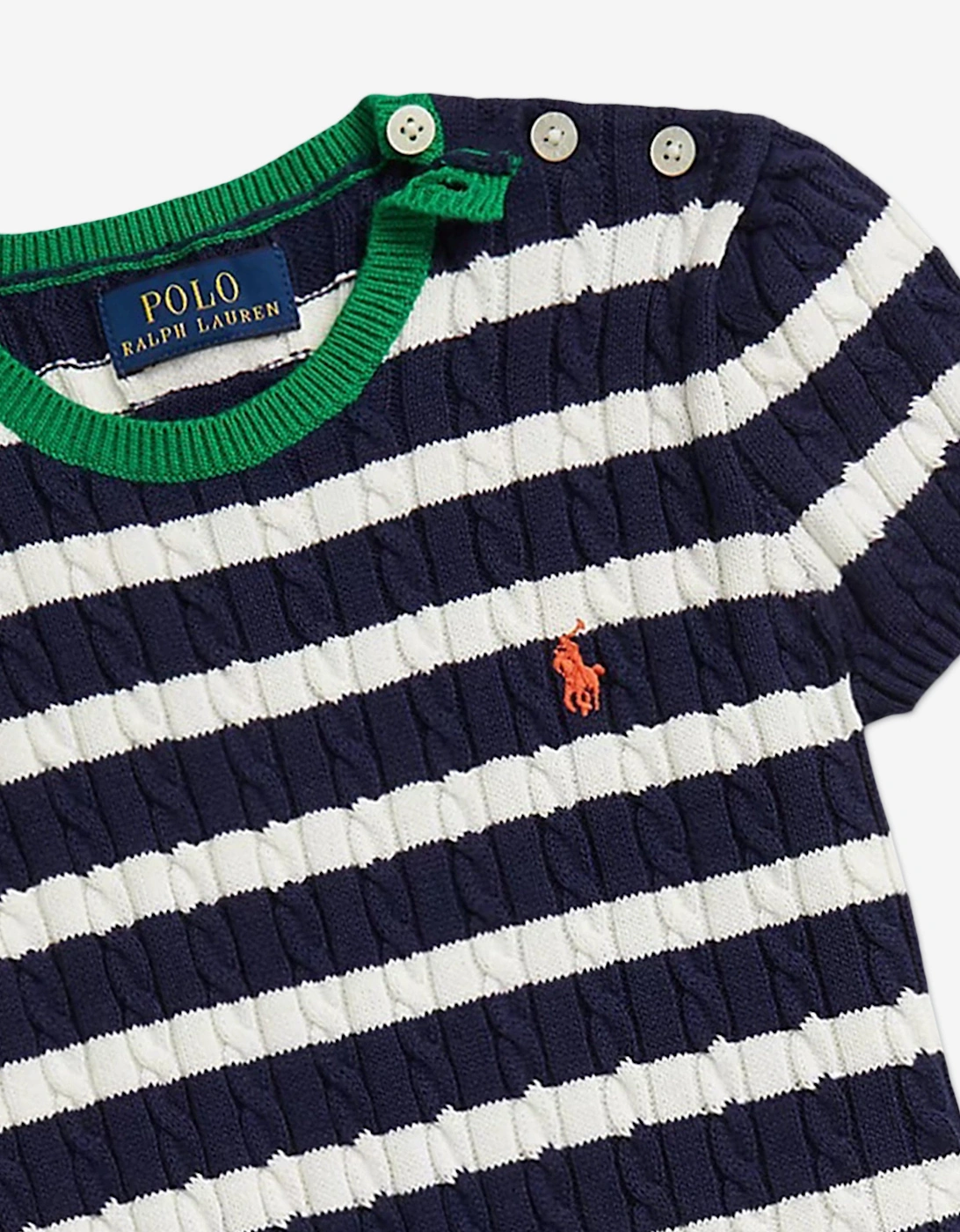 Girls Mini Cable Knit Skirt Set in Navy