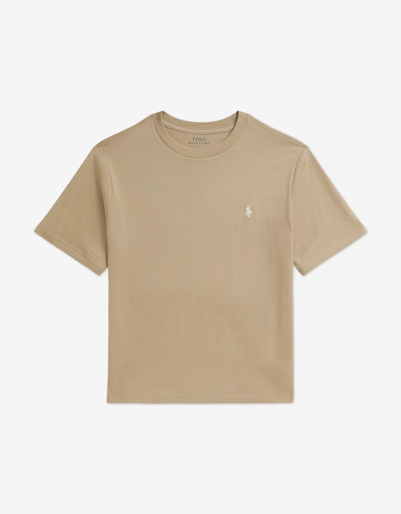 Boys Jersey Logo T-Shirt in Beige