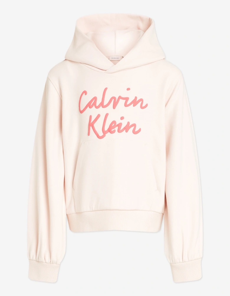 Girls Script Logo Hoodie in Pink