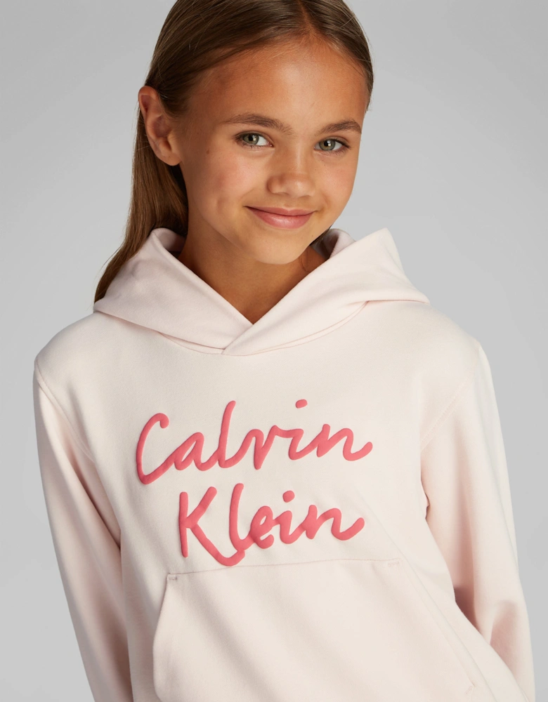 Girls Script Logo Hoodie in Pink