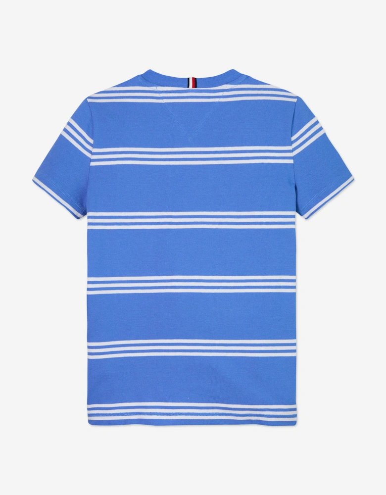 Boys Striped Pique T-Shirt in Blue