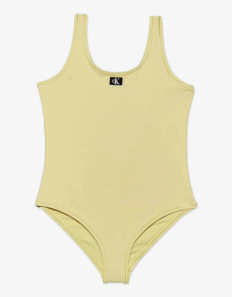 Girls Logo Swimsuit in Yellow