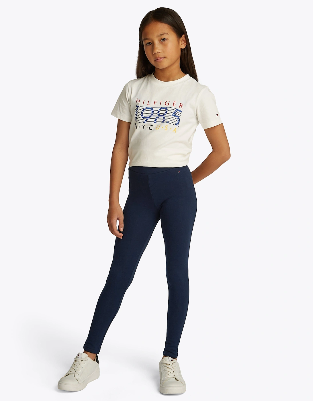 Girls Logo Leggings in Navy