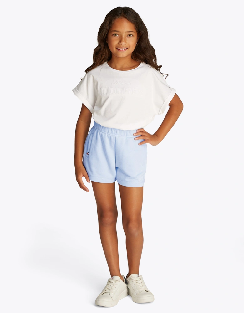 Girls Tommy Script Shorts in Blue