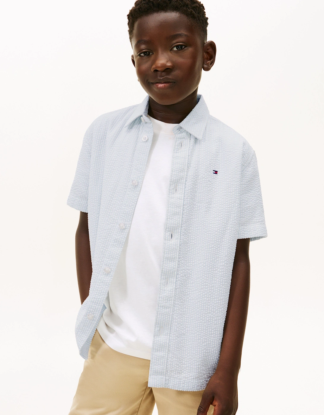 Boys Seersucker Shirt in Blue