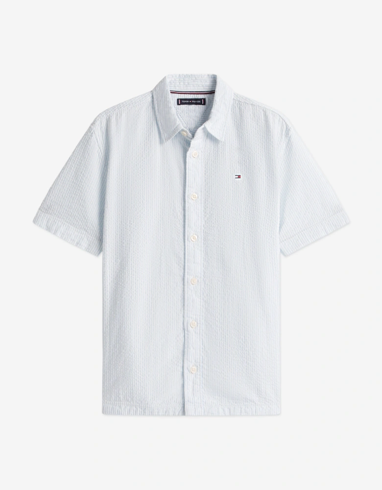 Boys Seersucker Shirt in Blue
