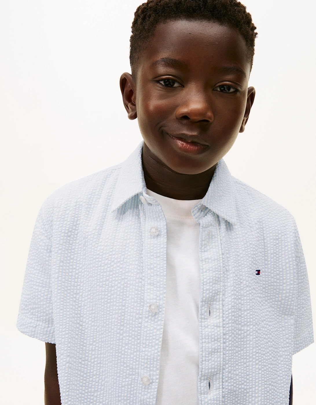 Boys Seersucker Shirt in Blue