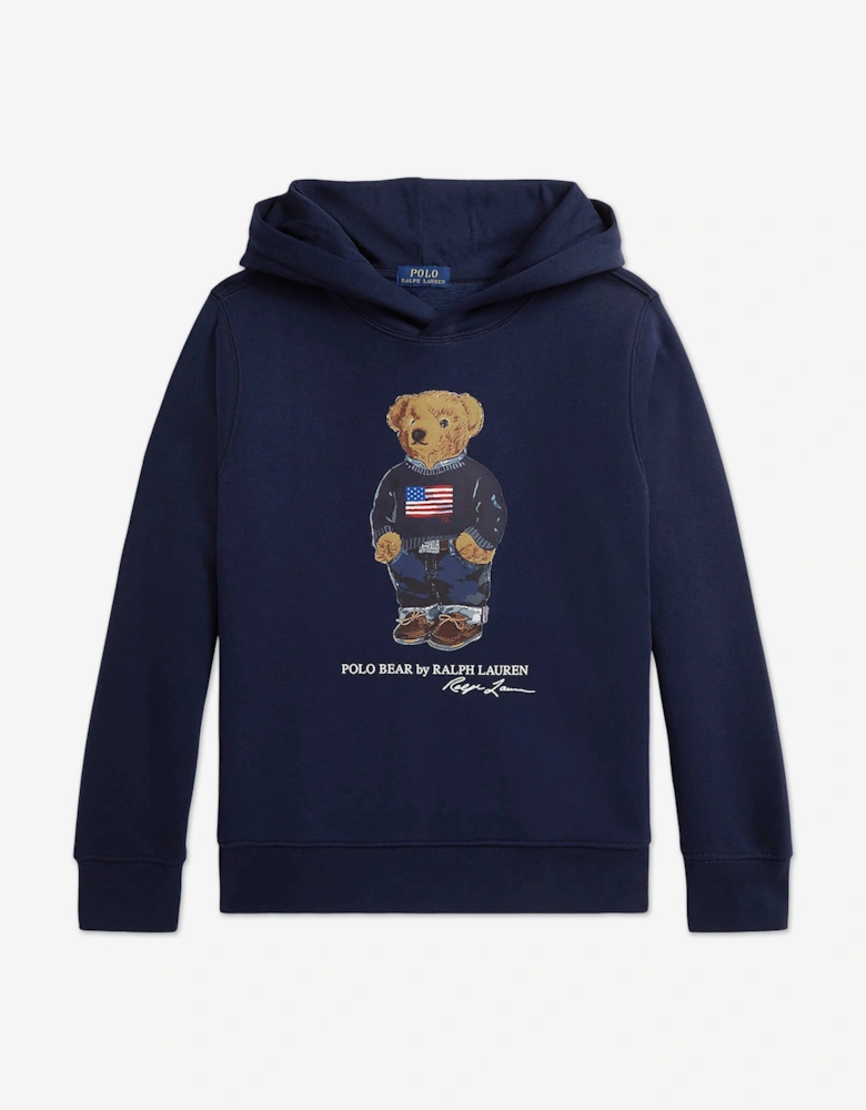 Boys Polo Bear Hoodie In Navy