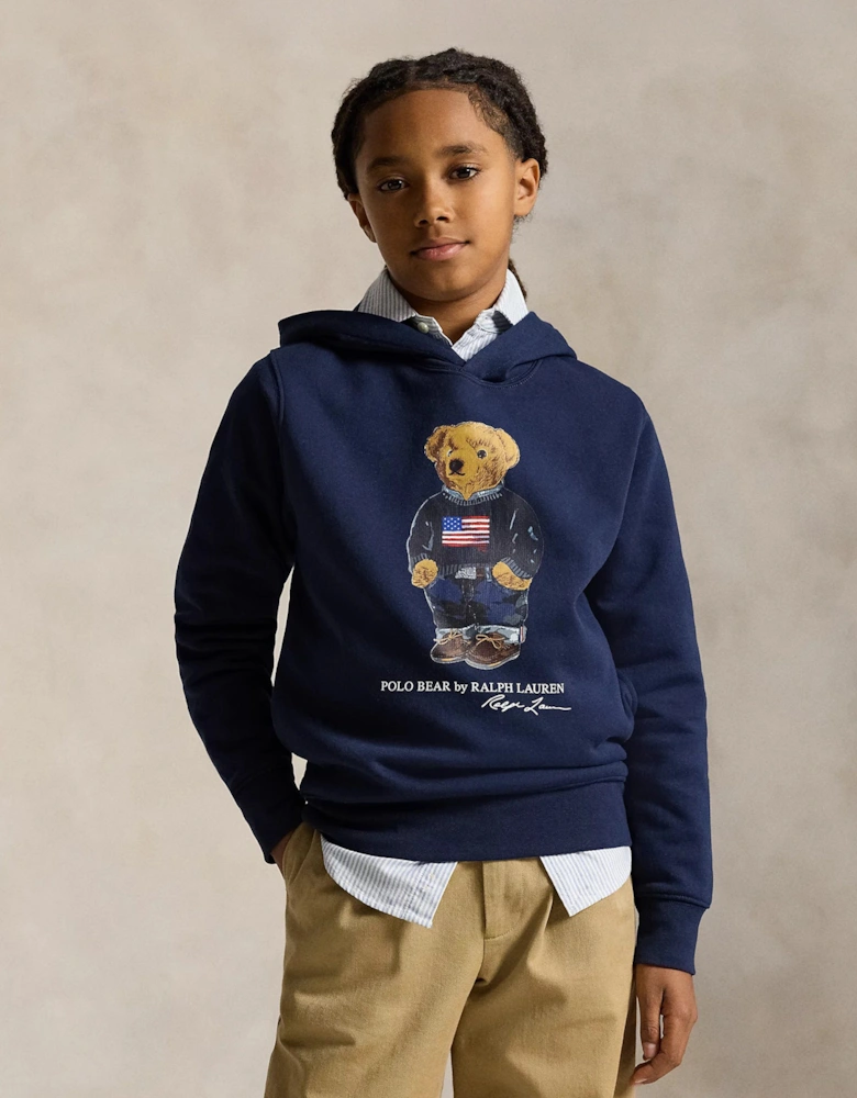 Boys Polo Bear Hoodie In Navy