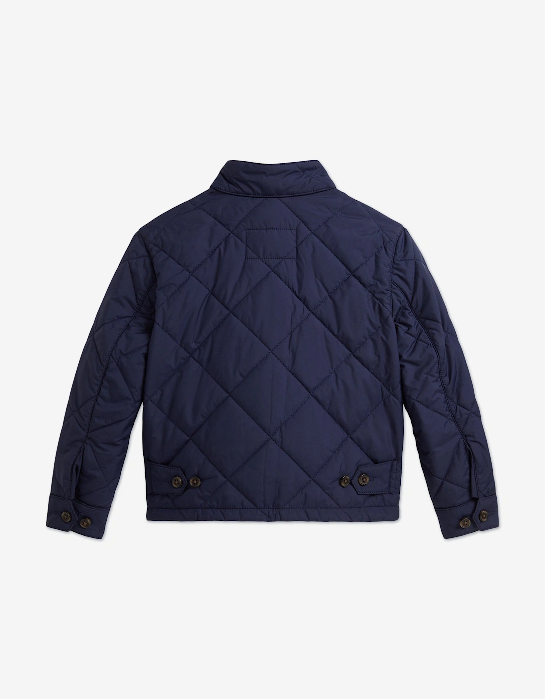 Boys Quilted Logo Jacket in Navy