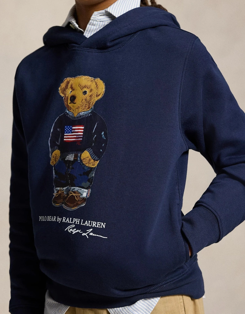 Boys Polo Bear Hoodie In Navy