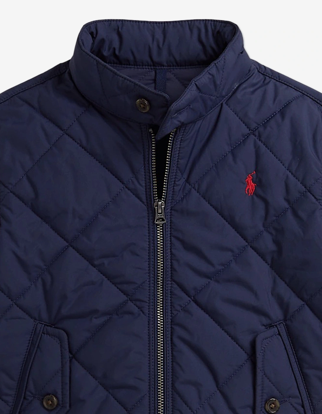 Boys Quilted Logo Jacket in Navy