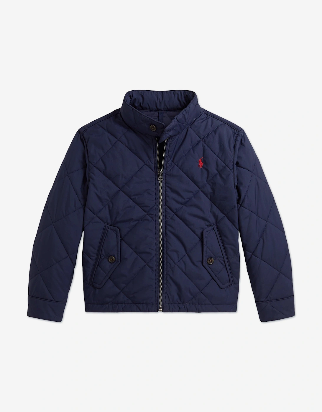 Boys Quilted Logo Jacket in Navy, 5 of 4