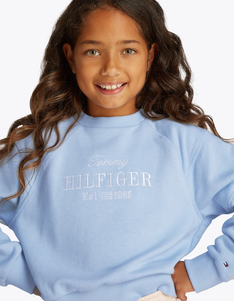 Girls Script Logo Sweatshirt in Blue
