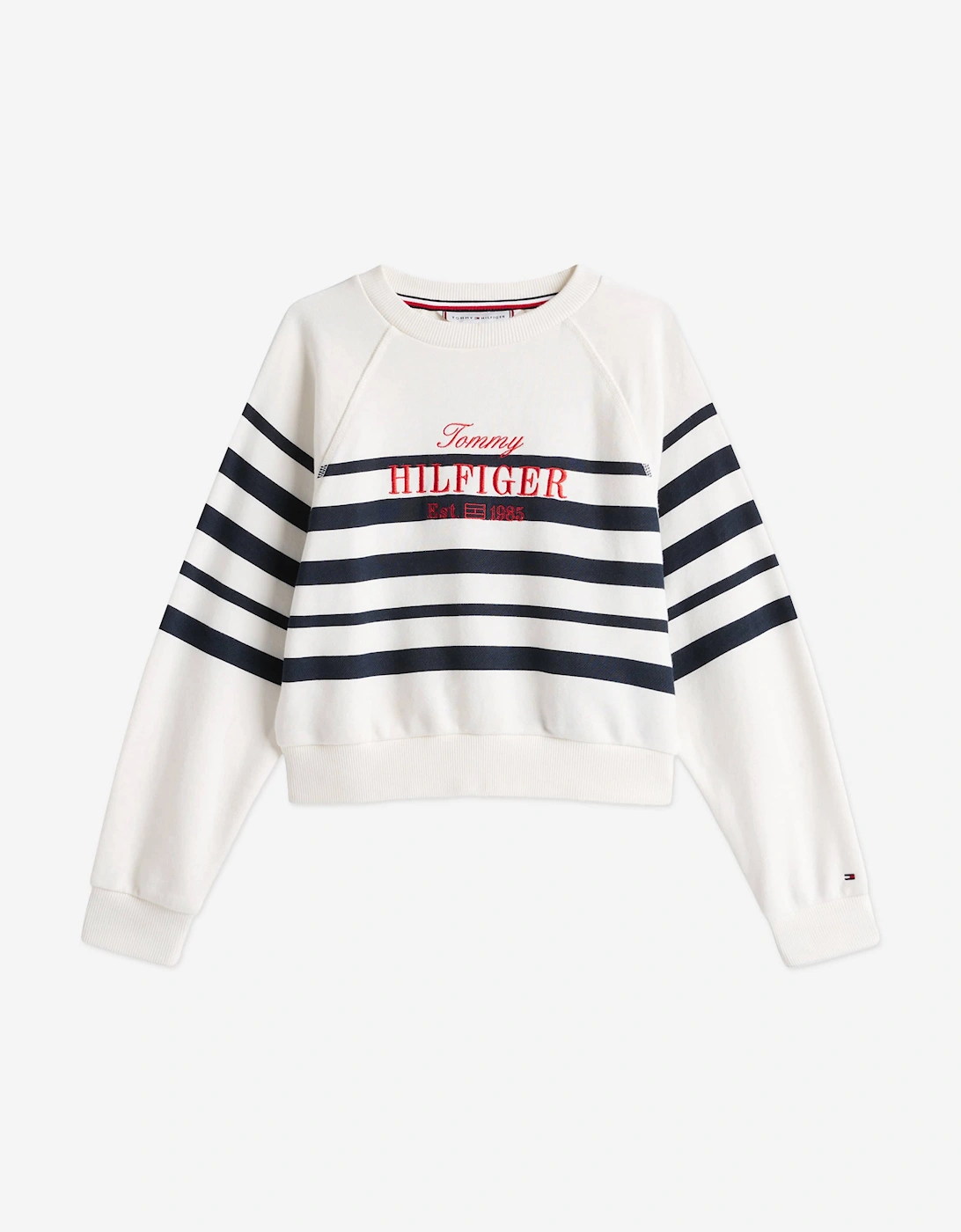 Girls Striped Logo Sweatshirt in Navy, 5 of 4