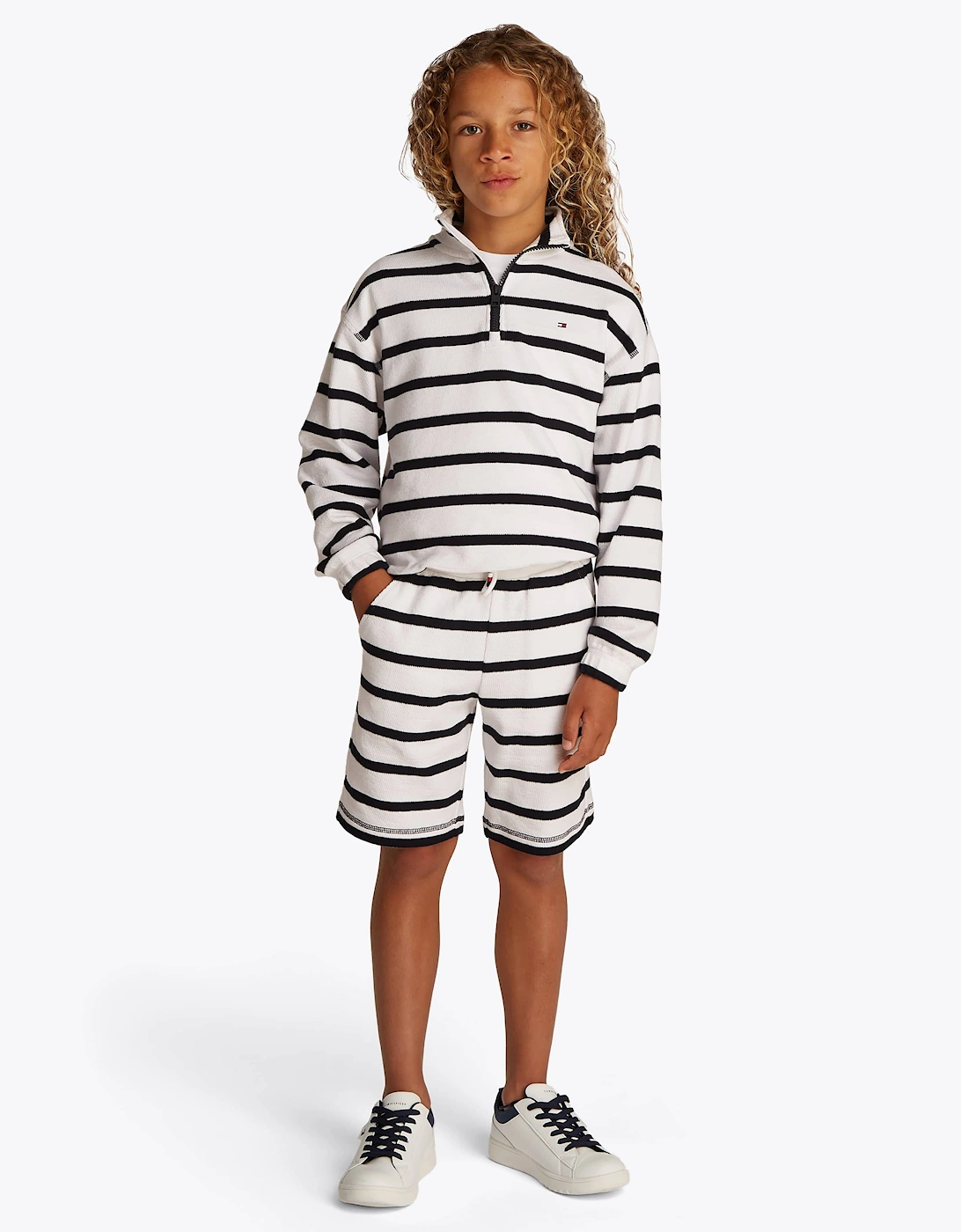 Boys Breton Stripe Shorts in White
