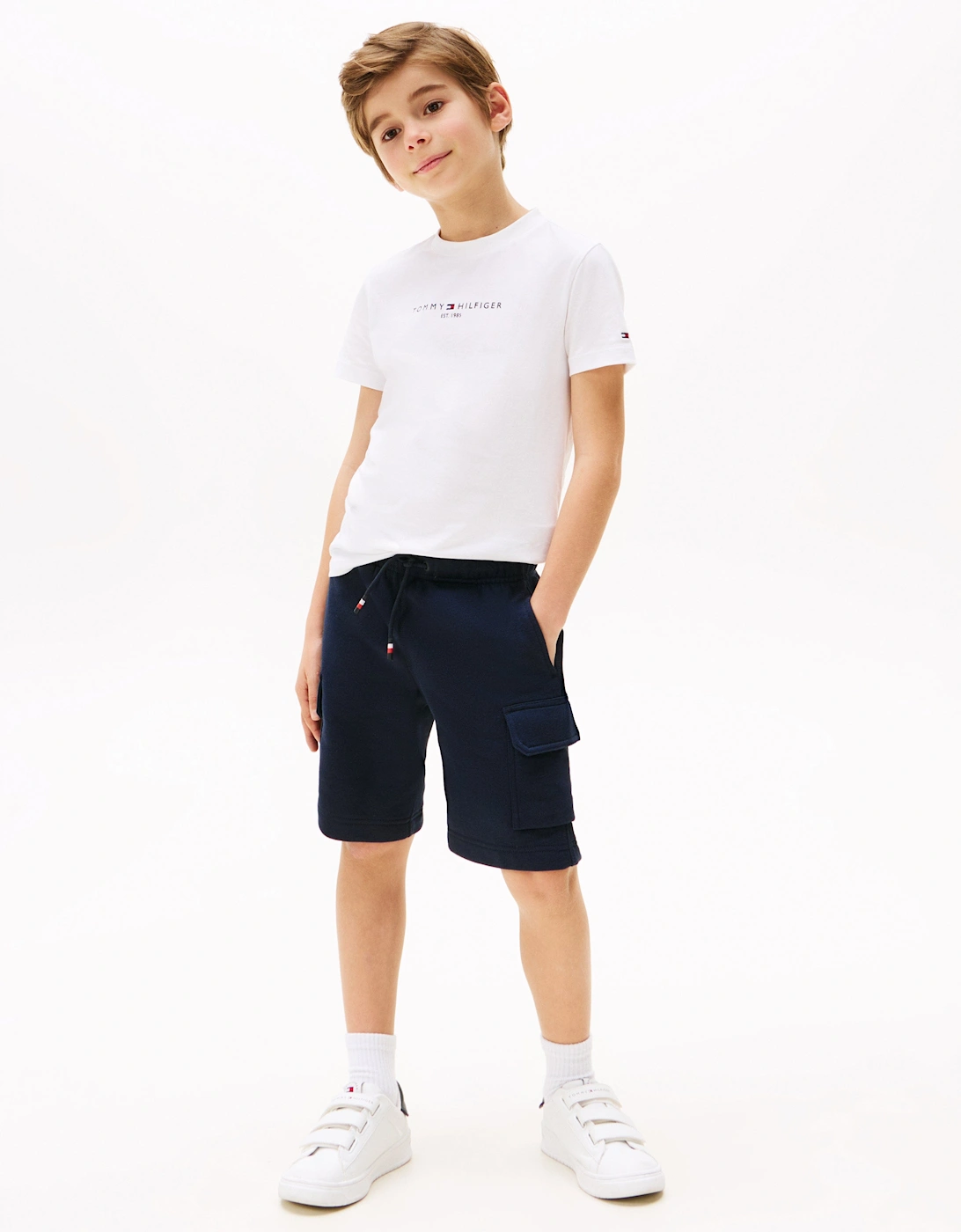 Boys T-Shirt and Cargo Short Set in White, 5 of 4