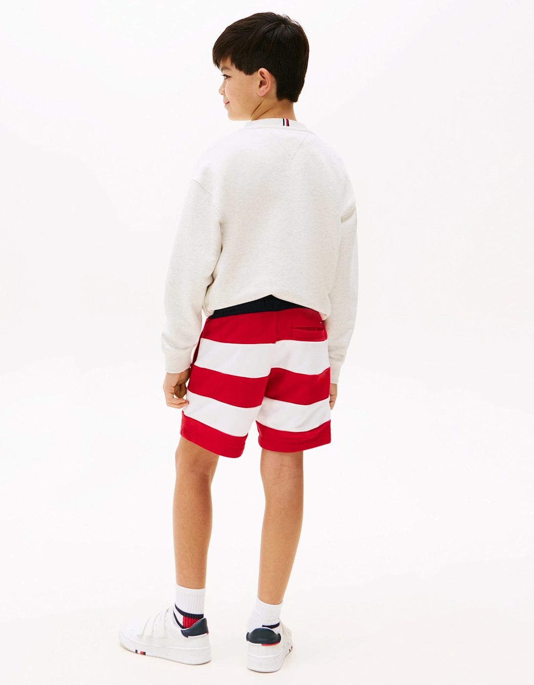 Boys Flag All Over Stripe Shorts in Red