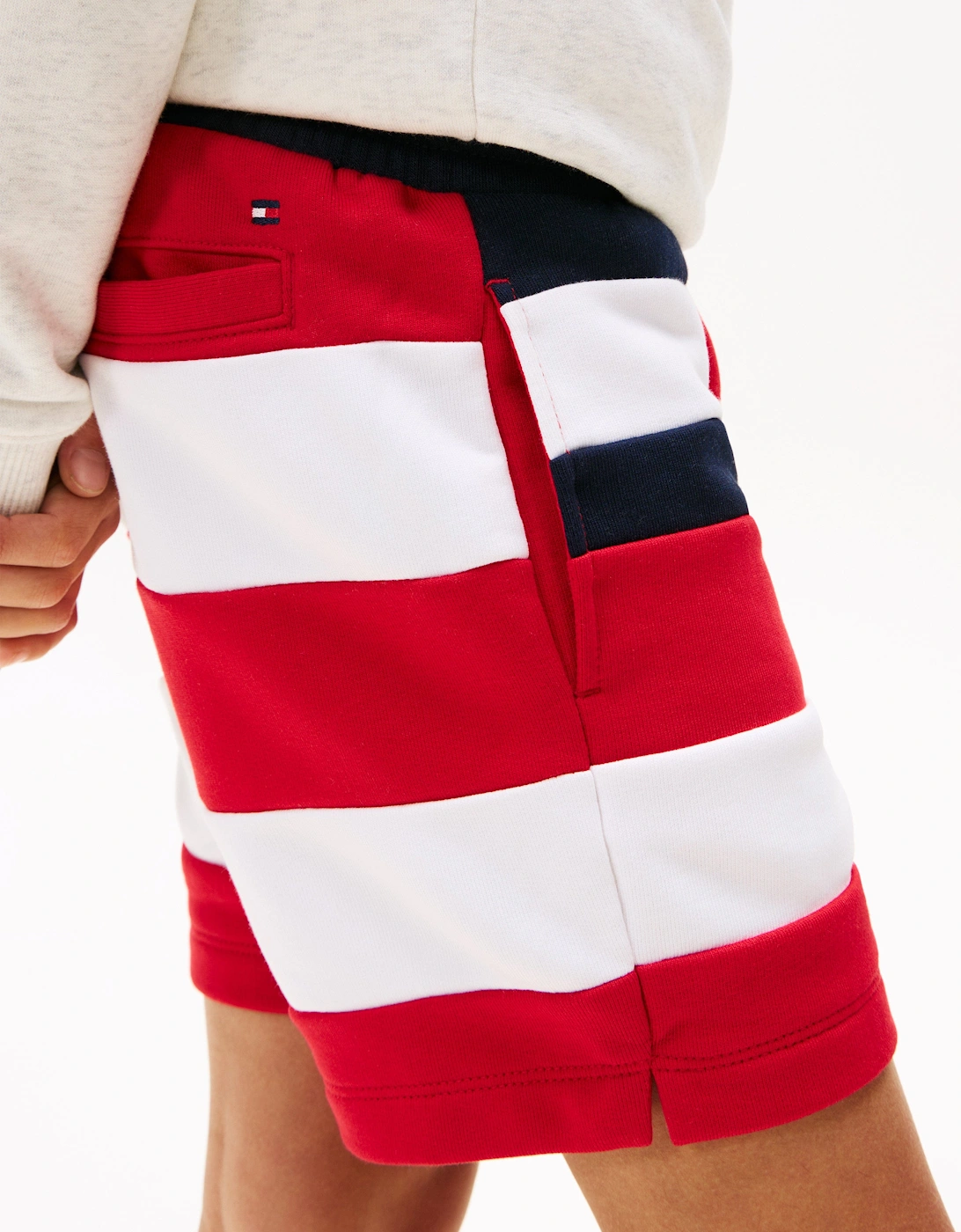 Boys Flag All Over Stripe Shorts in Red