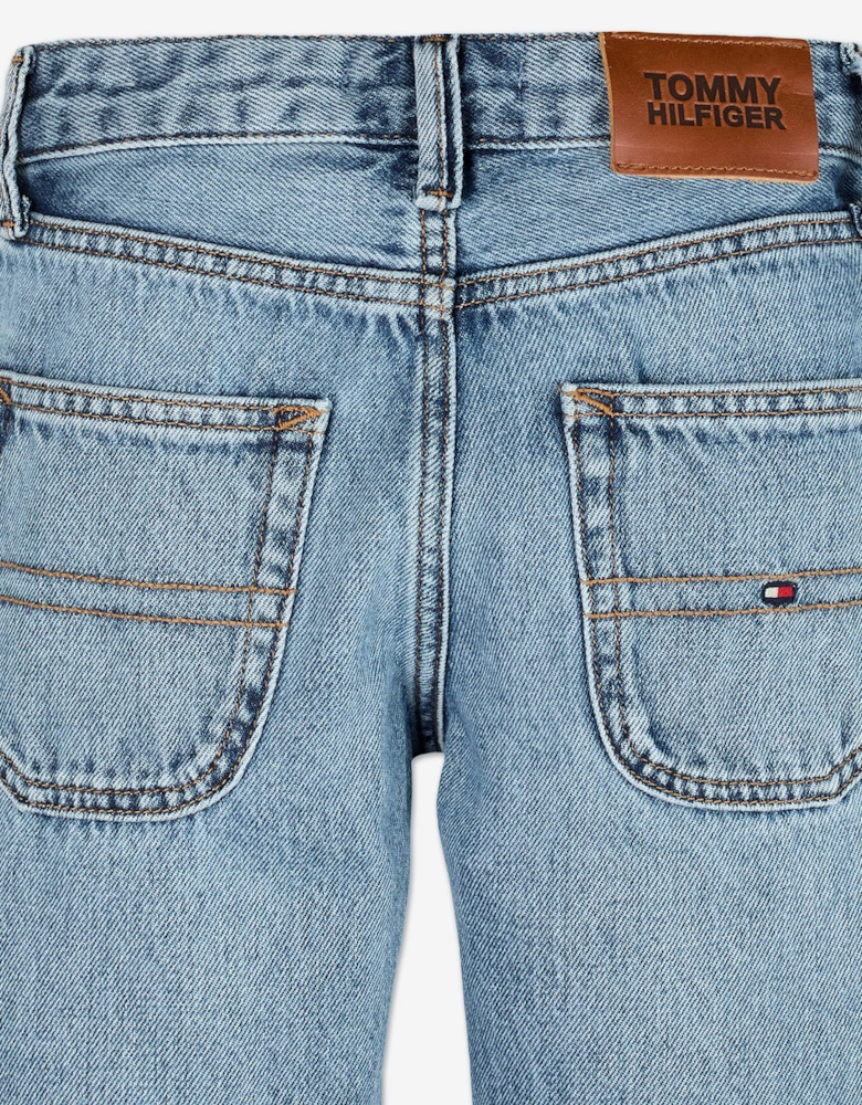 Boys Modern Straight Denim Shorts in Blue
