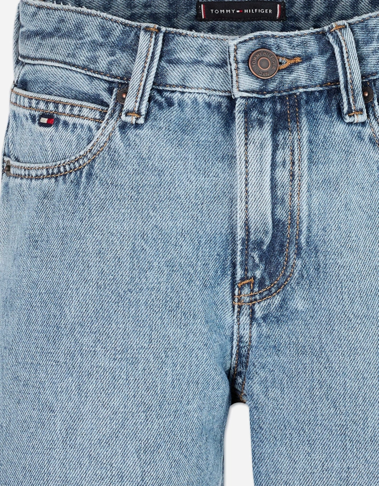 Boys Modern Straight Denim Shorts in Blue