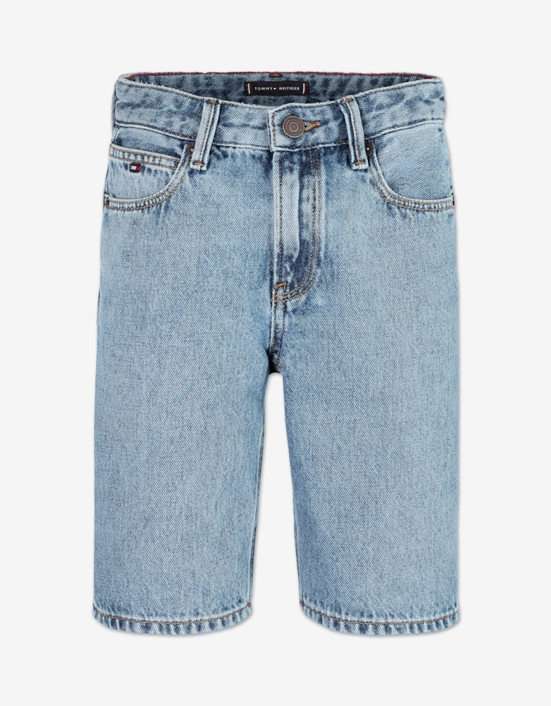Boys Modern Straight Denim Shorts in Blue
