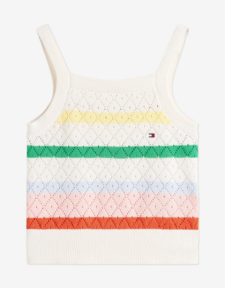 Girls Striped Crochet Top in Multicolour