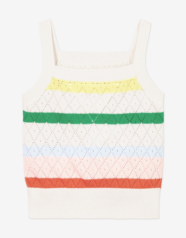 Girls Striped Crochet Top in Multicolour