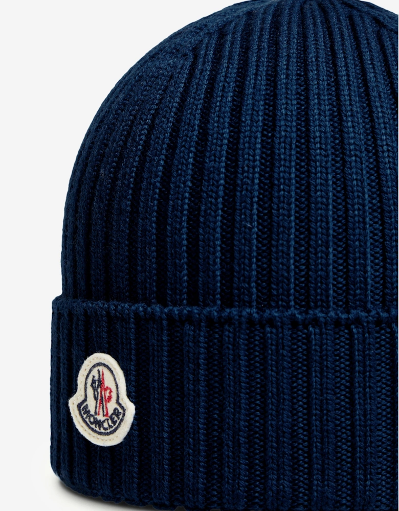 Enfant Kids Wool Knit Beanie Hat in Navy
