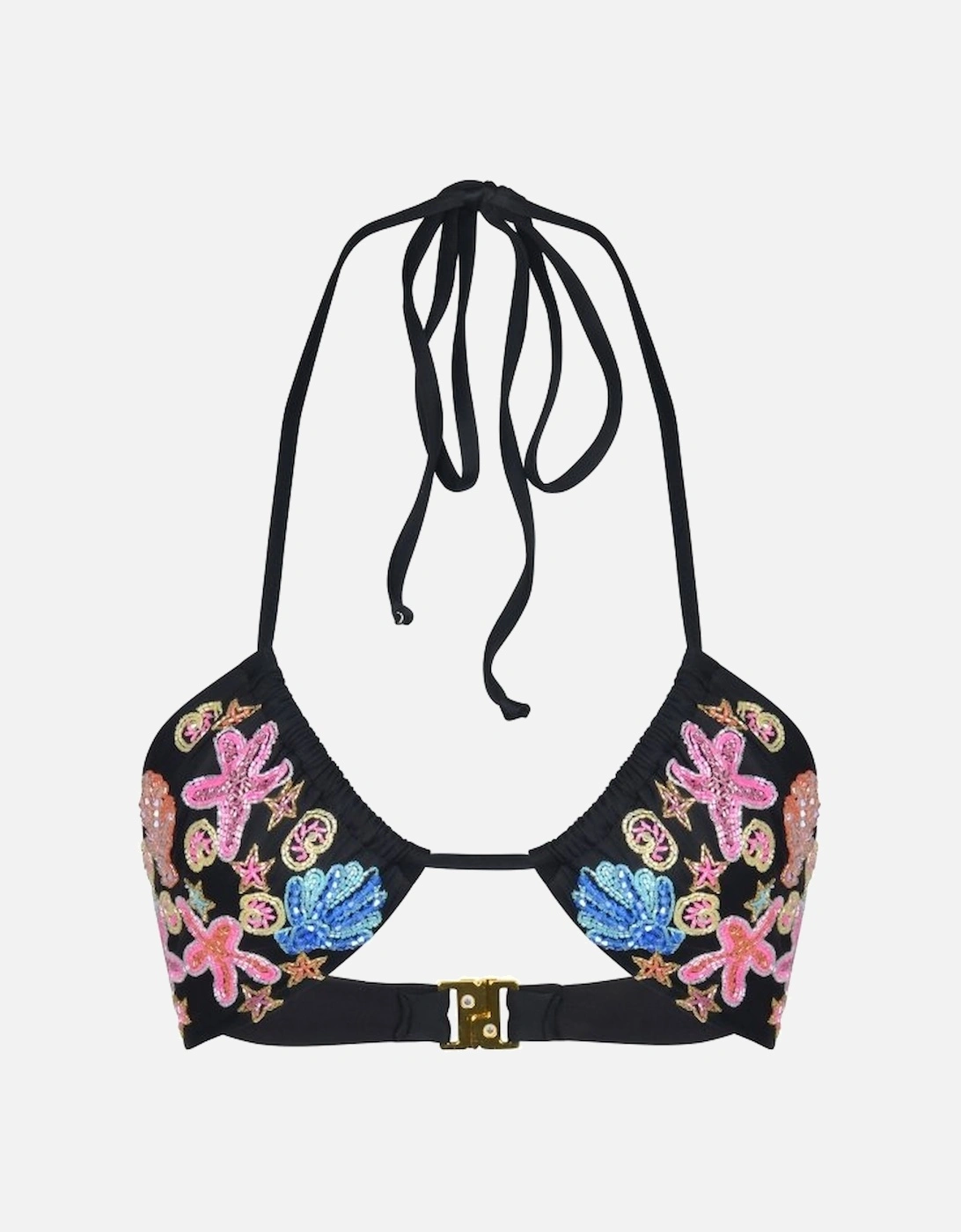 Marissa Hand Embroidered Luxe Bikini Top - Black