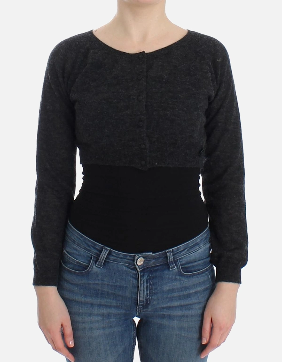 Cropped Cardigan Long Sleeves Knitwear  - Gray Sweaters, 2 of 1