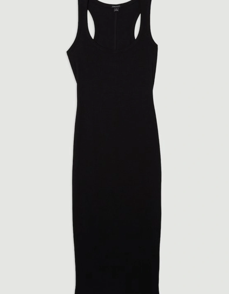 Compact Jersey Rib Racer Maxi Dress