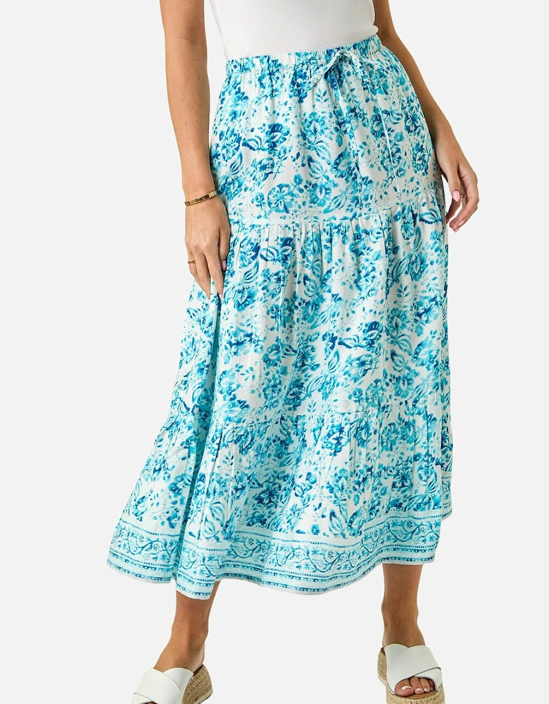 Petite Floral Print Tie Midi Skirt, 2 of 1