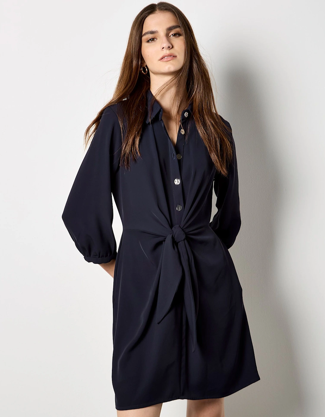 Tie Front Shirt Mini Dress, 2 of 1