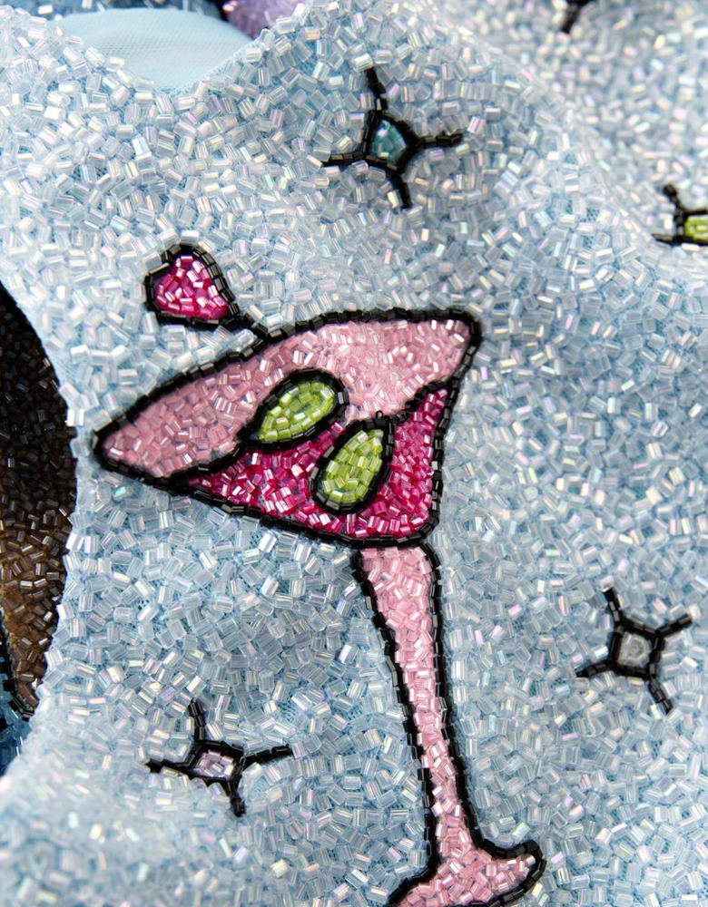 Vegas Embroidered Co-ord Top –  Light Blue