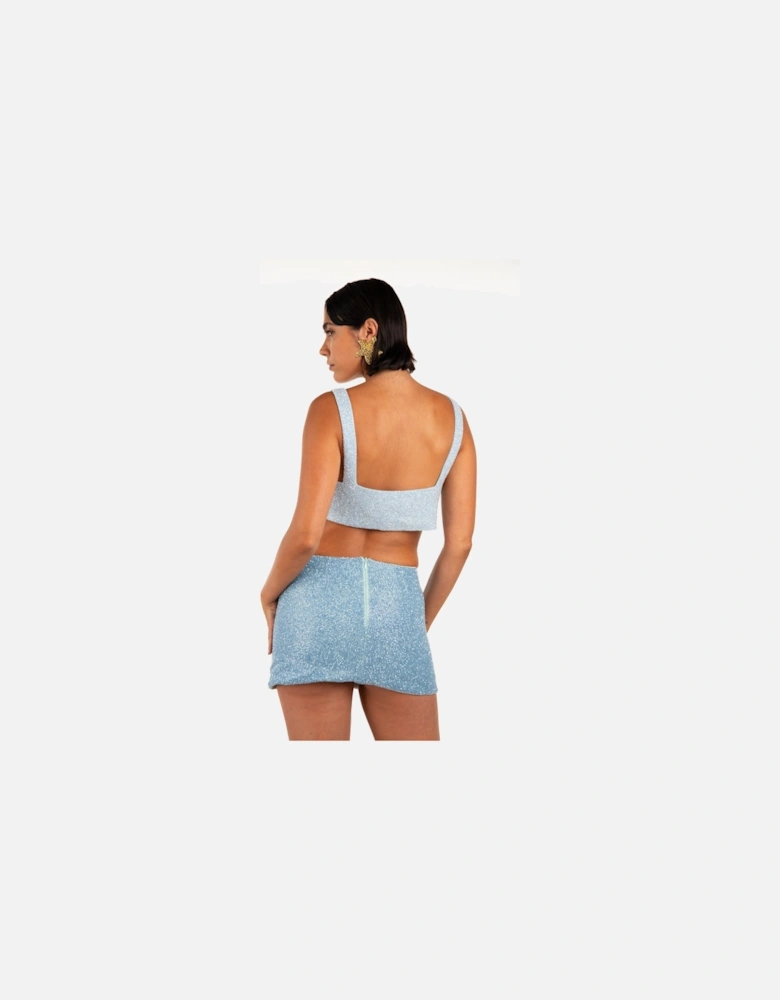 Vegas Embroidered Co-ord Top –  Light Blue