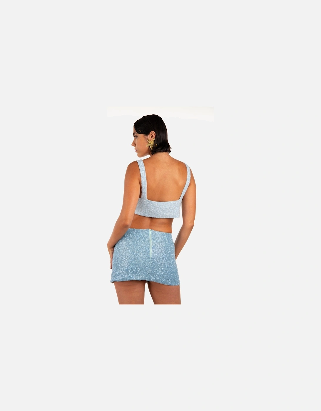 Vegas Embroidered Co-ord Top –  Light Blue