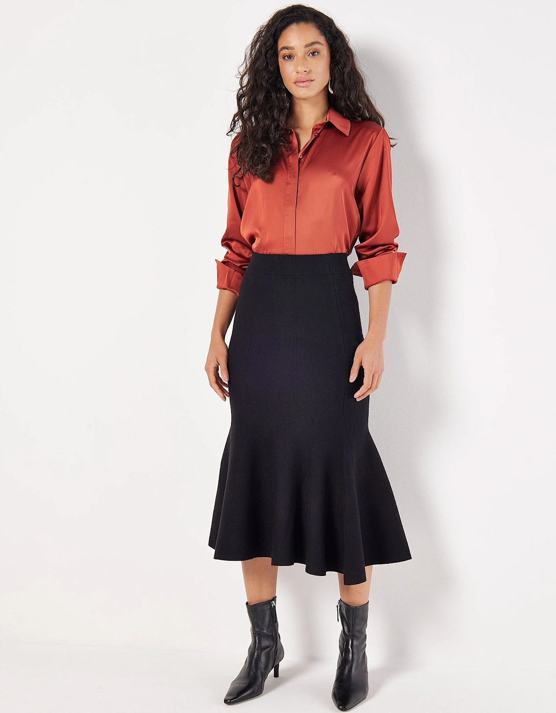 Flute Hem Knitted Midi Skirt, 2 of 1