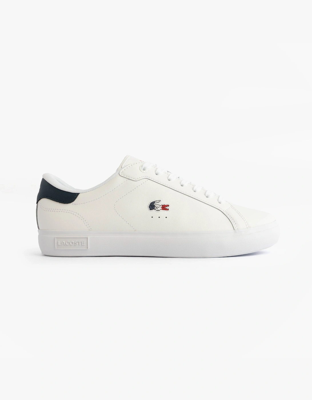 Men's Lacoste POWERCOURT Mens Court Trainers Trainers White/Navy/Red - Size: 10