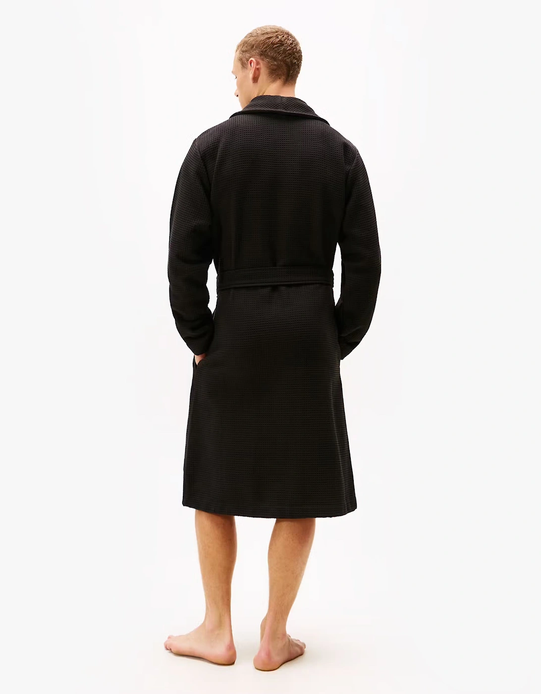 WAFFLE BATHROBE Mens Bathrobes Black