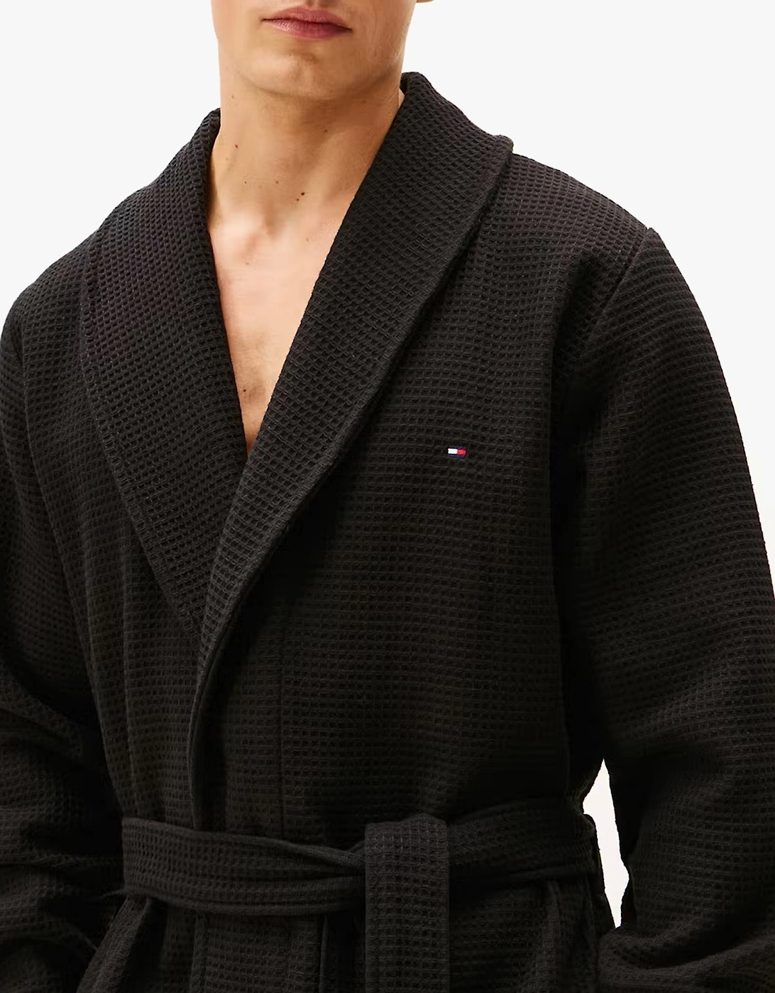 WAFFLE BATHROBE Mens Bathrobes Black