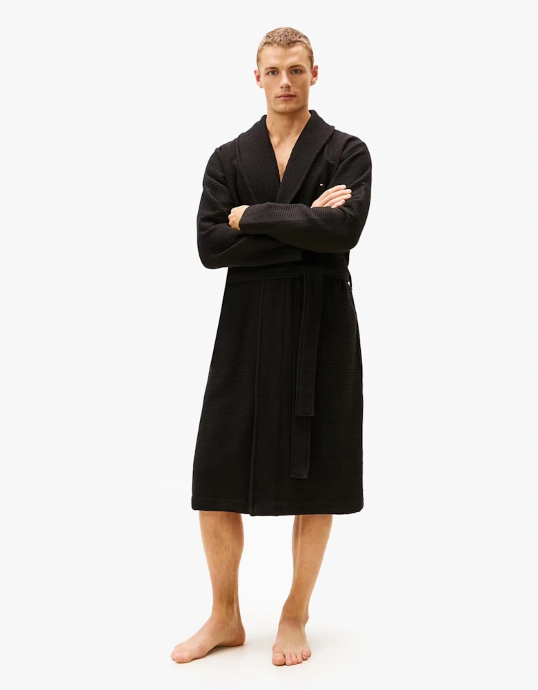 WAFFLE BATHROBE Mens Bathrobes Black