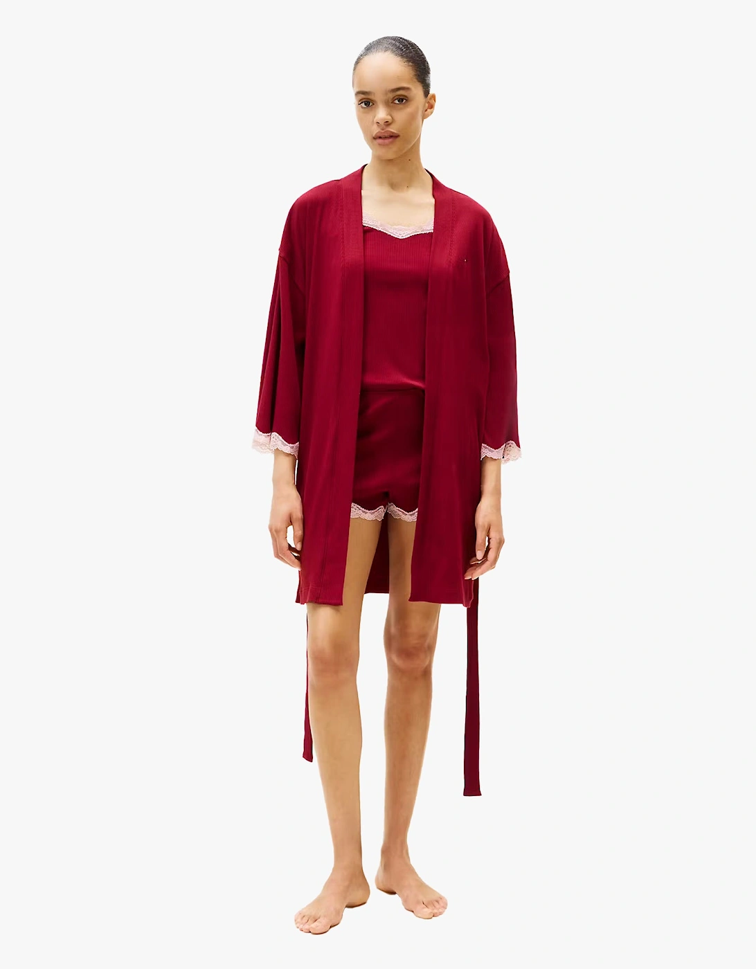 LACE KIMONO Womens Rouge