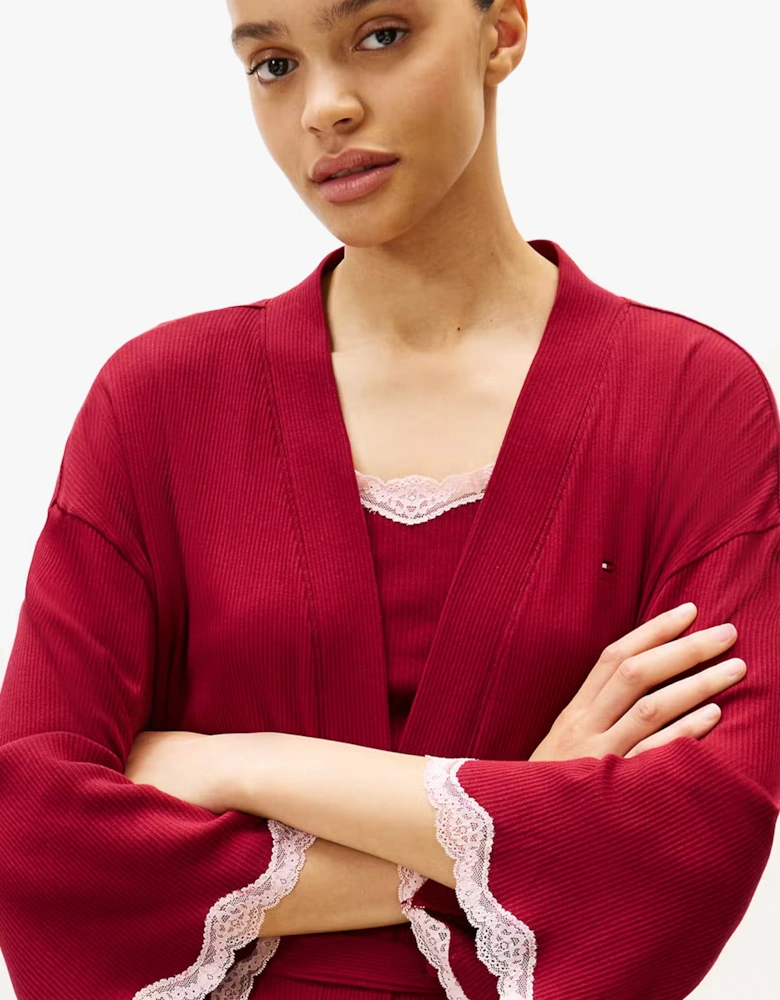 LACE KIMONO Womens Rouge