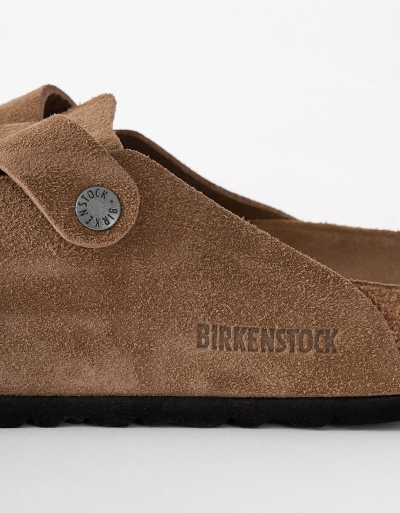 Soft Footbed Unisex Suede Clogs - Dark Tea/Tonal Footbed