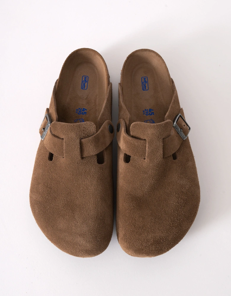Soft Footbed Unisex Suede Clogs - Dark Tea/Tonal Footbed